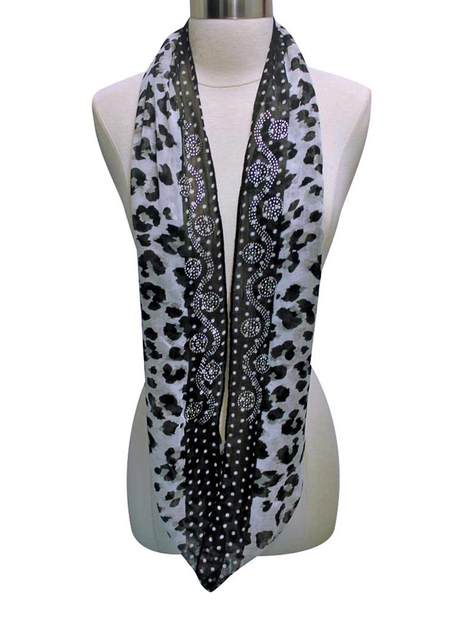 LEOPARD PRINT INFINITY SCARF WITH RHINESTONE DESIGN eBay