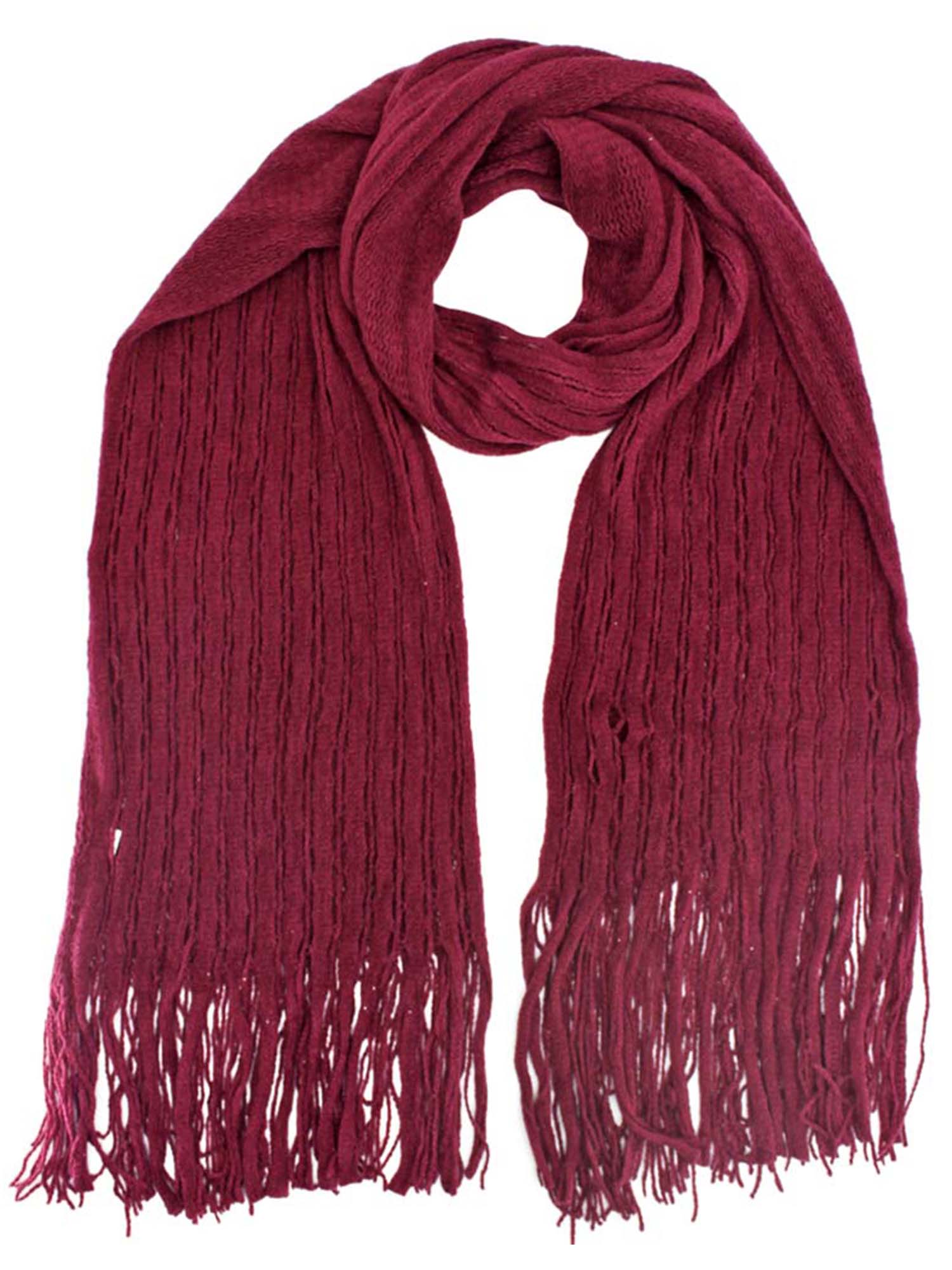 RED WISPY FRINGE KNIT WINTER SCARF 706433067800 eBay