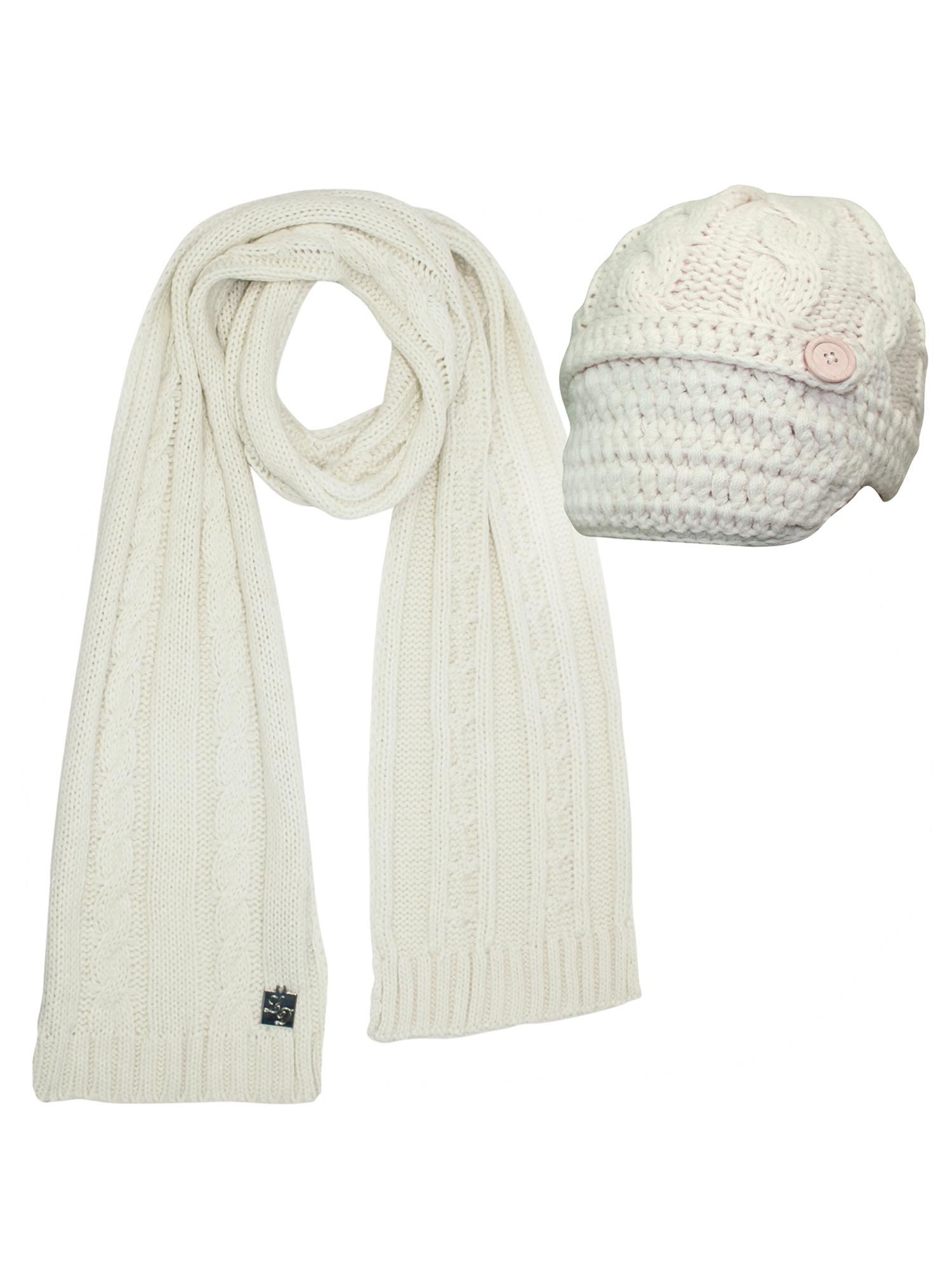 CABLE KNIT NEWSBOY CABBIE HAT & SCARF MATCHING SET - Imagen 27 de 42