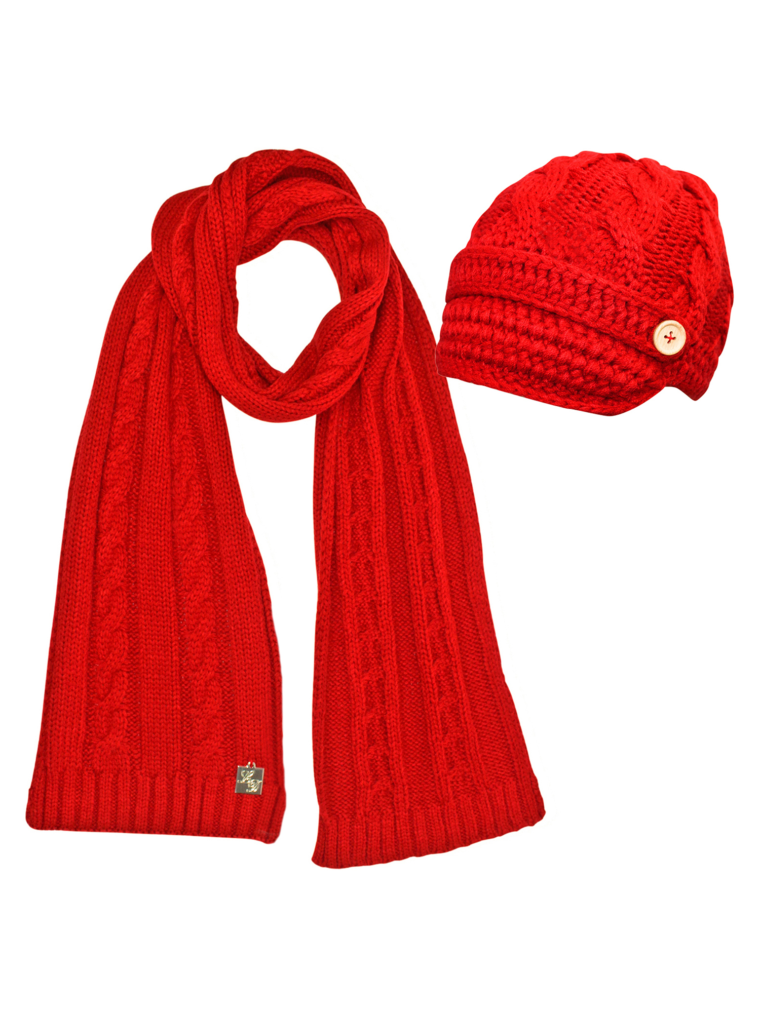 CABLE KNIT NEWSBOY CABBIE HAT & SCARF MATCHING SET - Imagen 35 de 42
