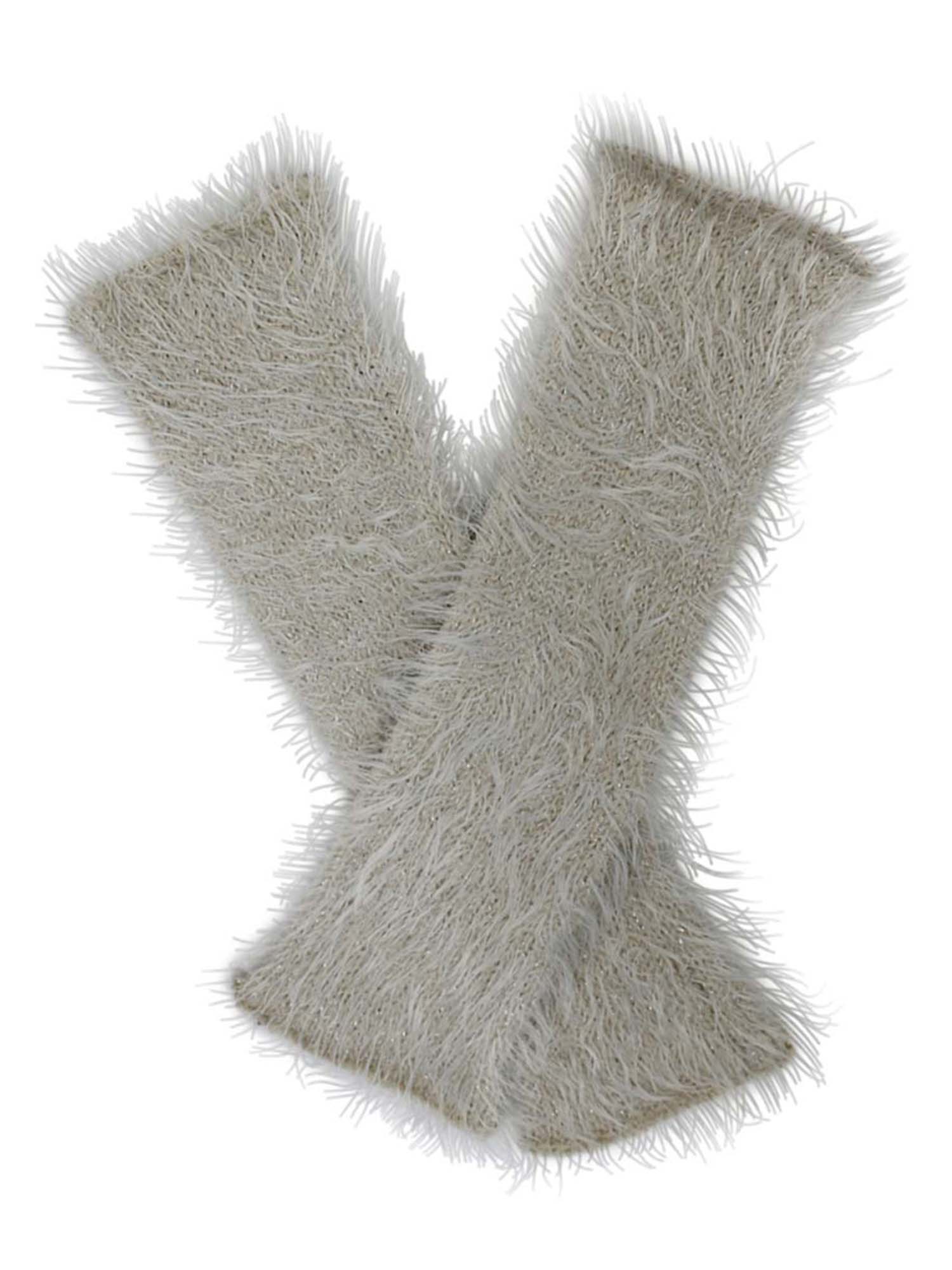 WHITE METALLIC FUZZY KNIT FINGERLESS ARM WARMERS eBay