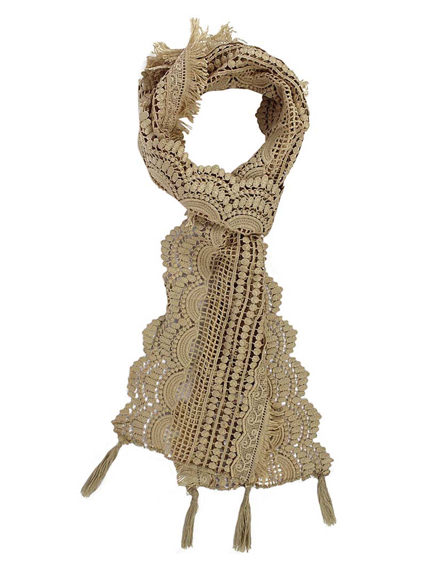 MULTI PATTERN LACE SCARF WITH TASSEL FRINGE eBay