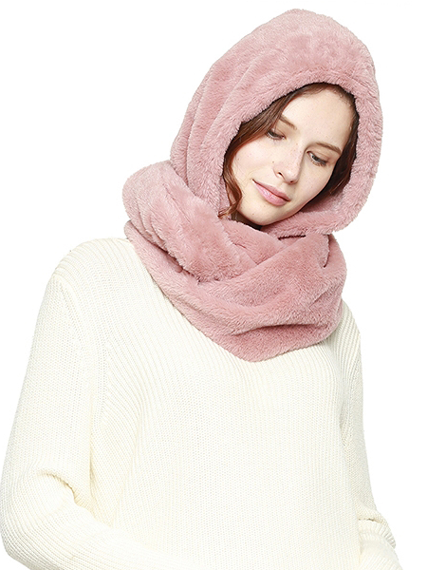 SOFT FAUX FUR INFINITY HOODED SCARF eBay