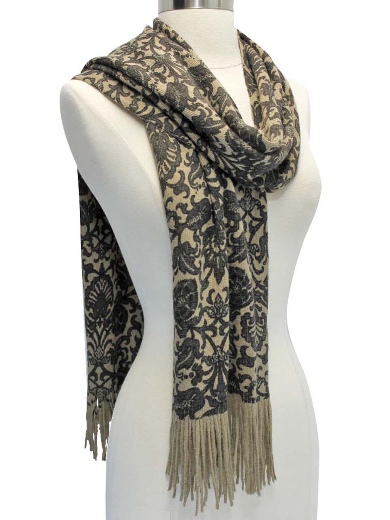 VICTORIAN DAMASK PRINT LONG KNIT SCARF eBay
