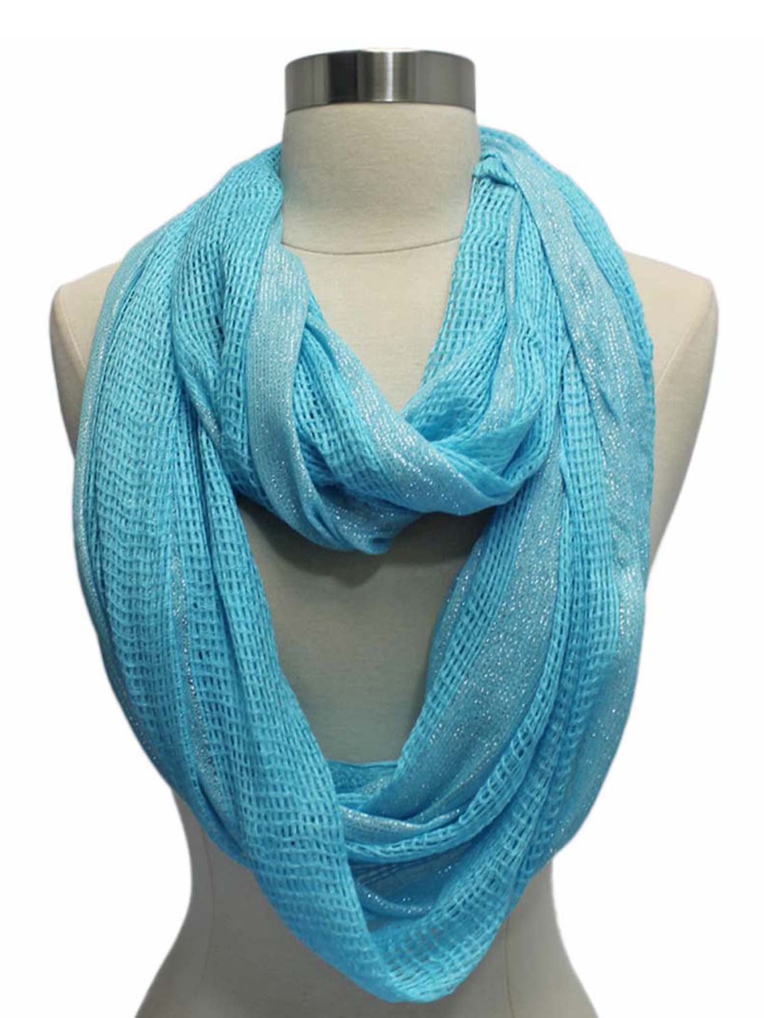 Small Blue Summer Crochet Infinity Scarf | aftcra