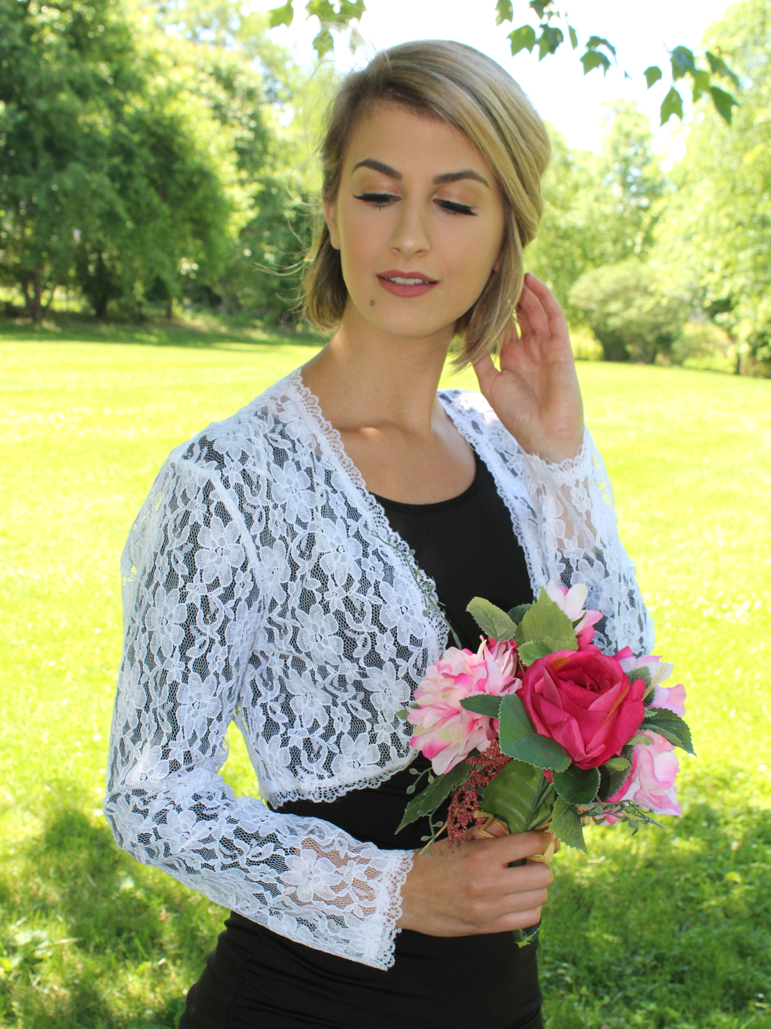 LONG SLEEVE DRESSY LACE CROPPED BOLERO SHRUG JACKET eBay