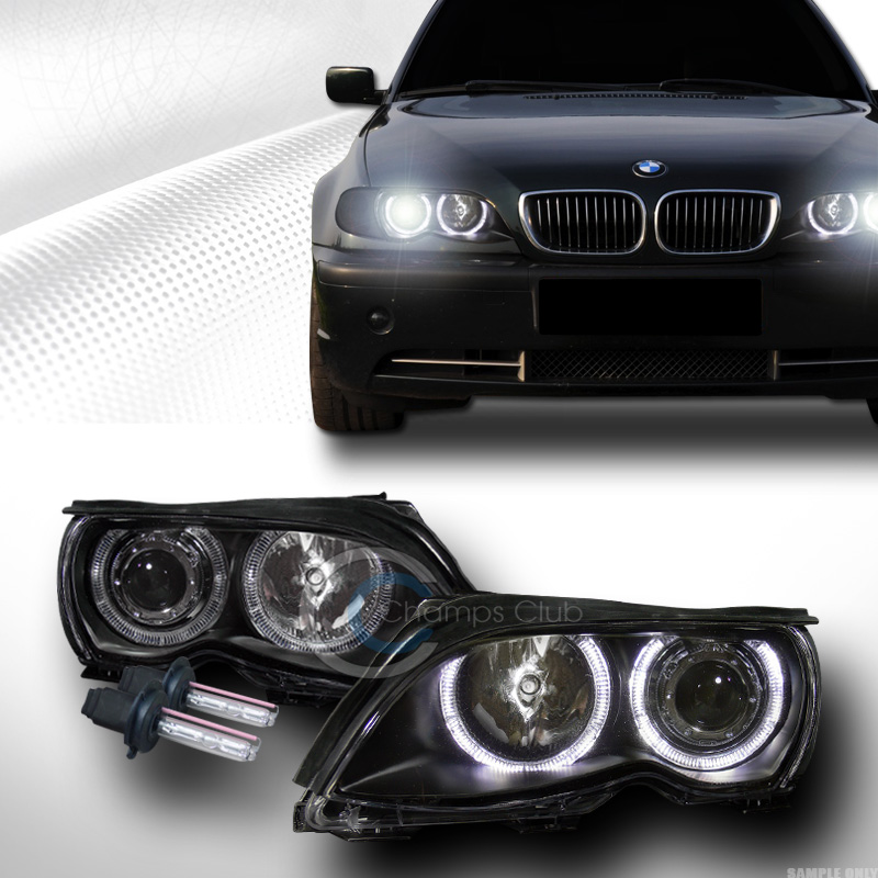 6K-HID-XENON-BLK-HALO-PROJECTOR-HEAD-LIGHTS-LAMPS-2002-2005-BMW-E46-3-SERIES-4DR