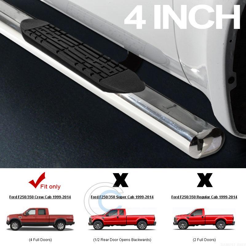 6" Black Running Boards / Side Steps For 1999-2016 Ford F250 Super Duty Super Cab - Pair