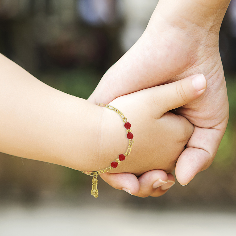 18k Gold Plated Figa Hand Amulet Evil Eye Protection Red Baby Bracelet