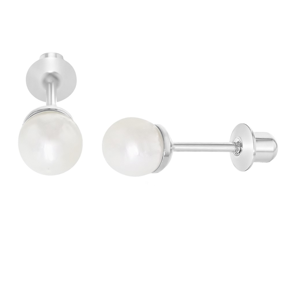 Super Lindo simuladas blanco perla Stud pendientes