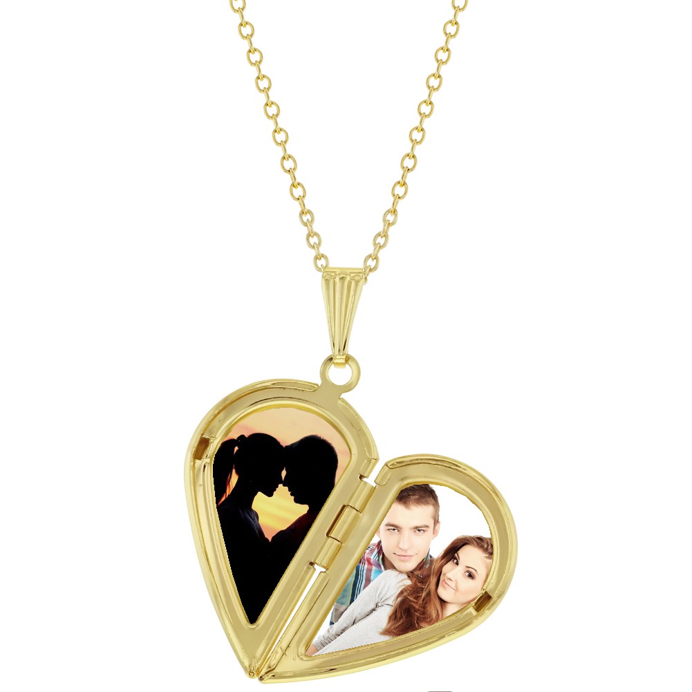 Half Heart Photo Locket Pendant Necklace Girls Ladies 19" eBay