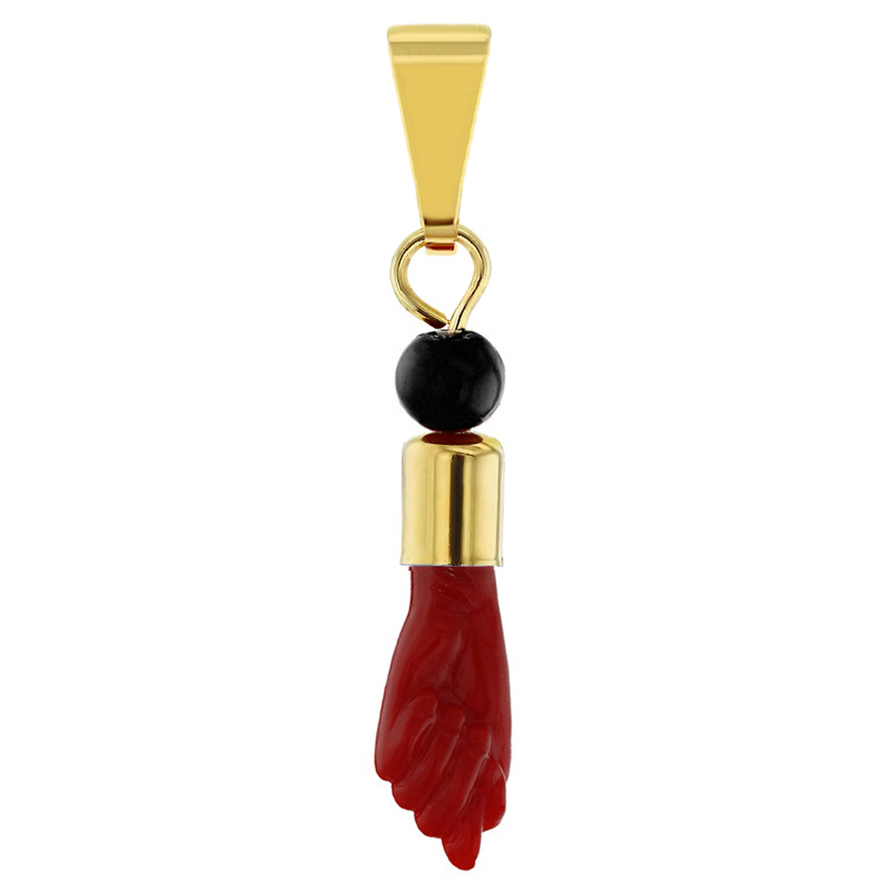 Figa Hand Charm Pendant - Gold Plated Red Amulet For Good Luck & Protection, Unisex, 24mm - View #9