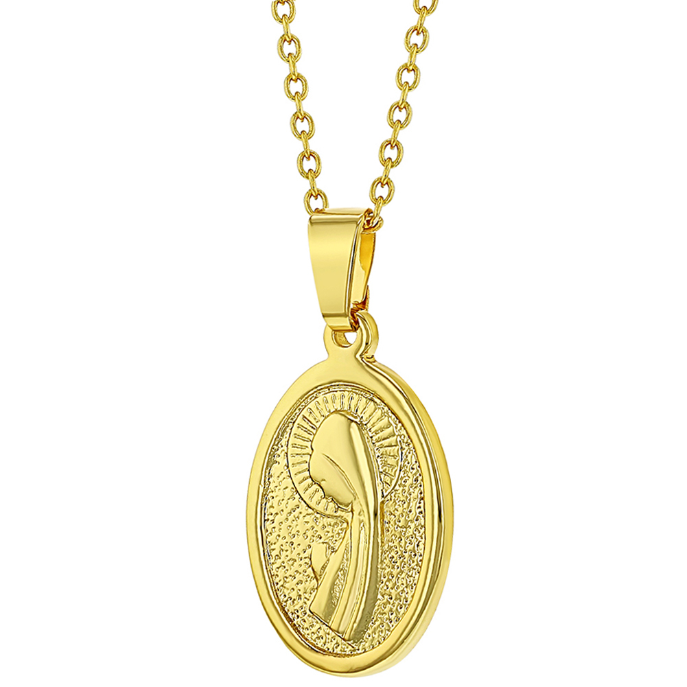 18k Gold Plated Virgin Mary Pendant Girls Kids Christening Baptism