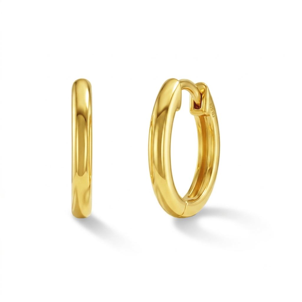 Classic Mini Hoop Kids / Girls Earrings Hoop - Gold Plated Sterling Silver