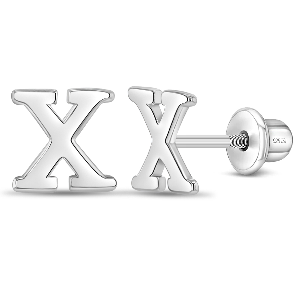 925 Sterling Silver Polished Initial Letter Screw Jamaica