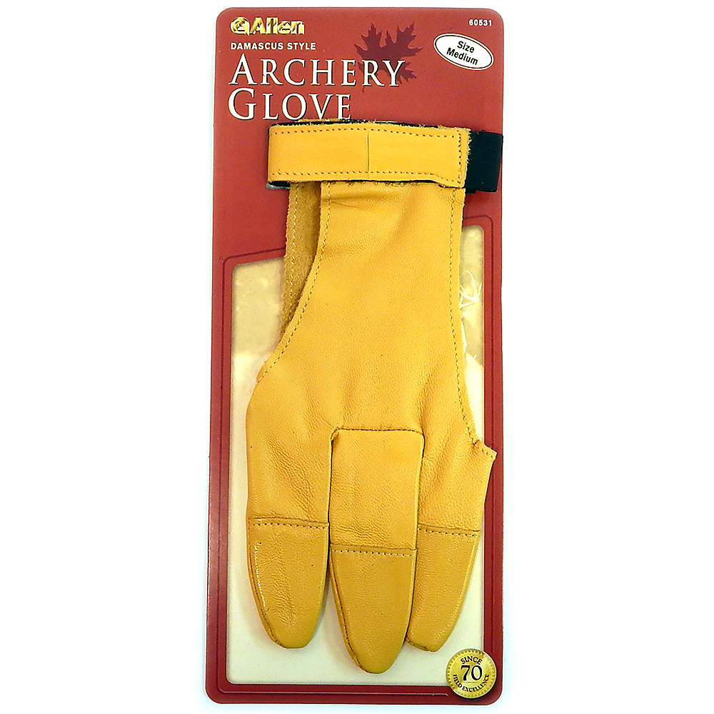 Leather Archery Glove Allen 60531 Damascus Style Traditional 3 Finger
