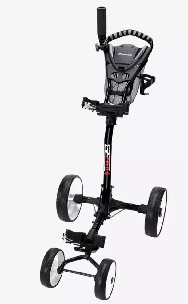 EZ Fold 4 Wheel Push Cart, Black - Golf Gifts & Gallery