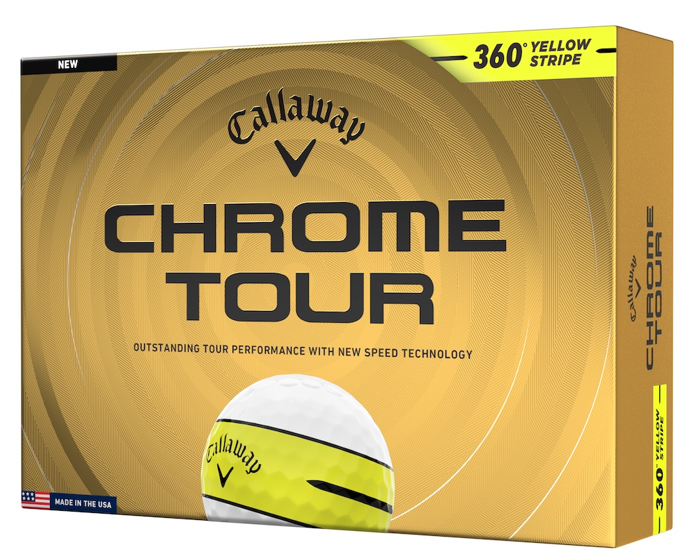 Callaway Golf 2026 Chrome Tour 360 Stripe Golf Balls *1-Dozen* [White-Yellow Stripe]