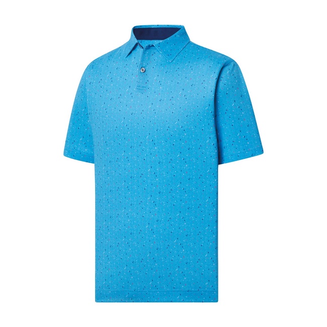 FootJoy Tweed Texture Stretch Pique Self Collar, Light Blue, M