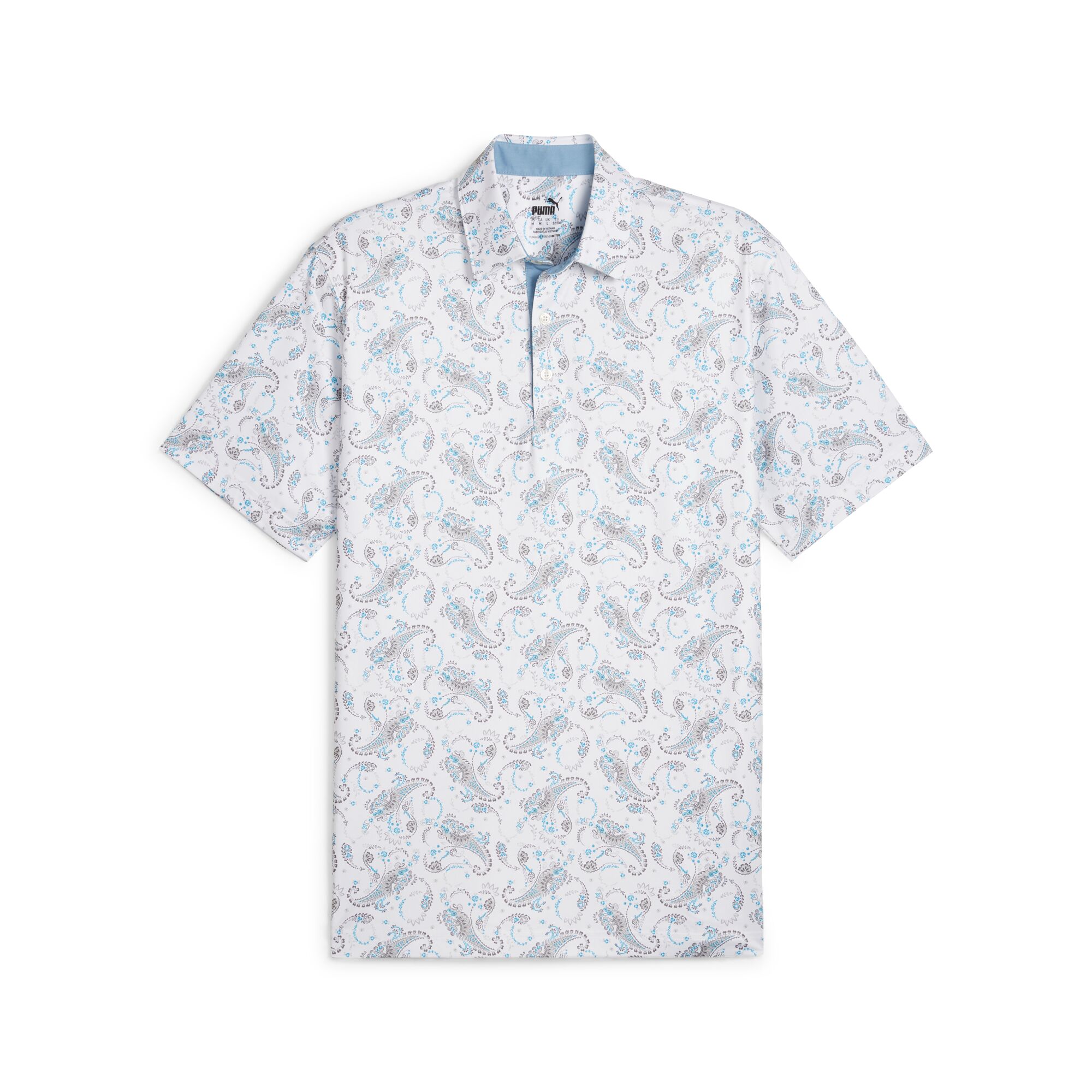 PUMA CLOUDSPUN Paisley Golf Polo, White/Blue