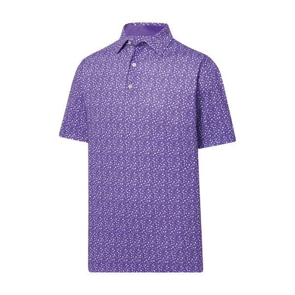 FootJoy Golf Tossed Tulips Lisle Self Collar Polo Violet/White Medium