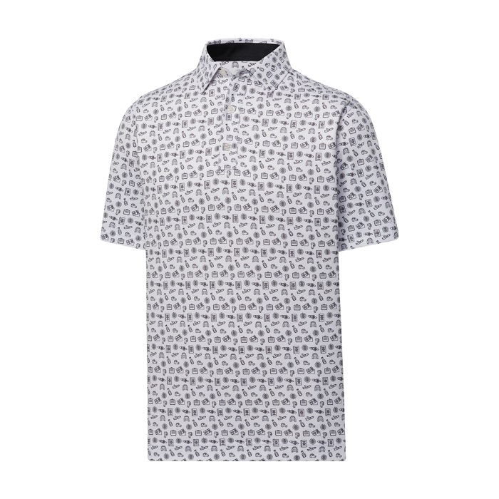 FootJoy Golf Travel Print Lisle Self Collar Polo