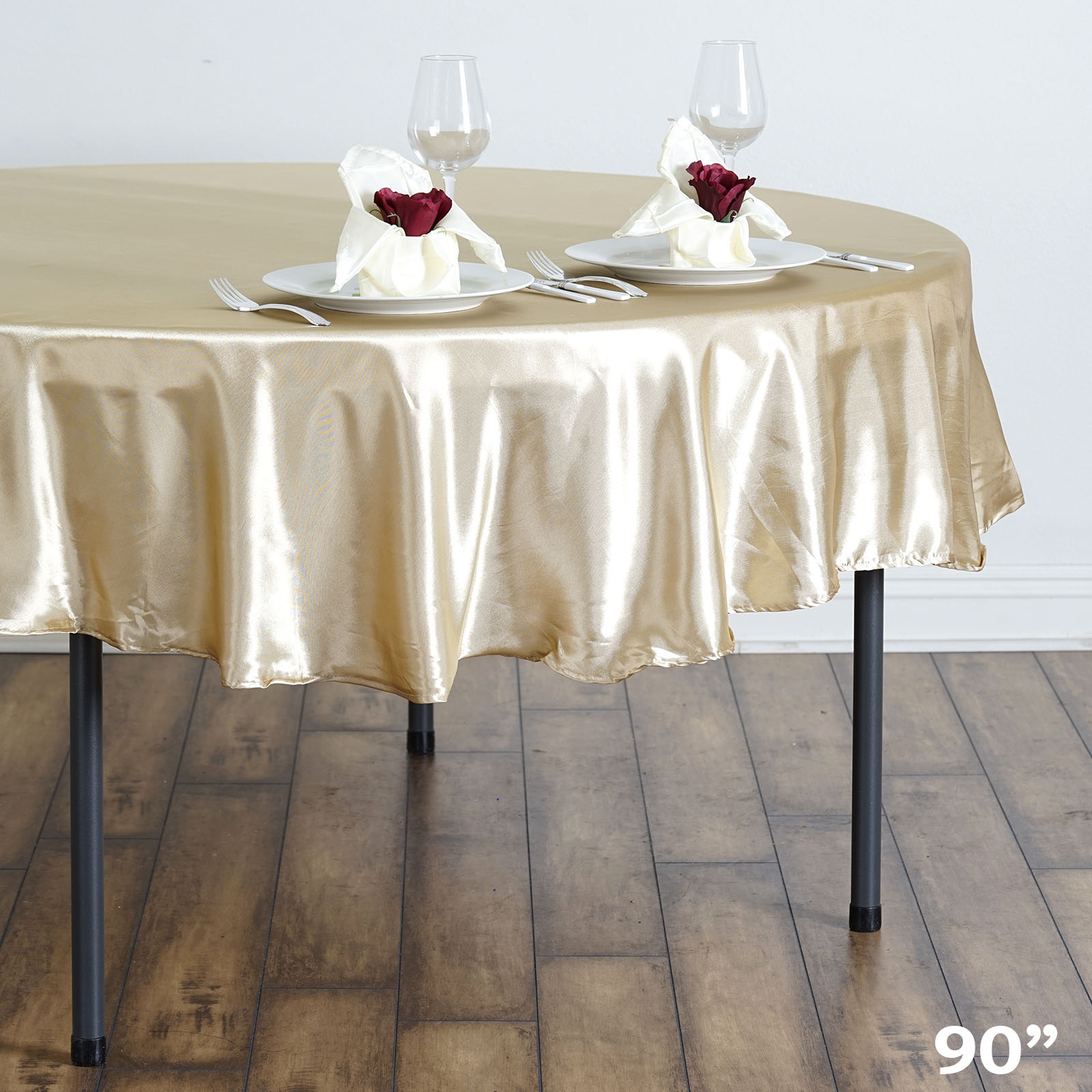 90/" Round Satin Tablecloth For Wedding Party Banquet Events Decoration