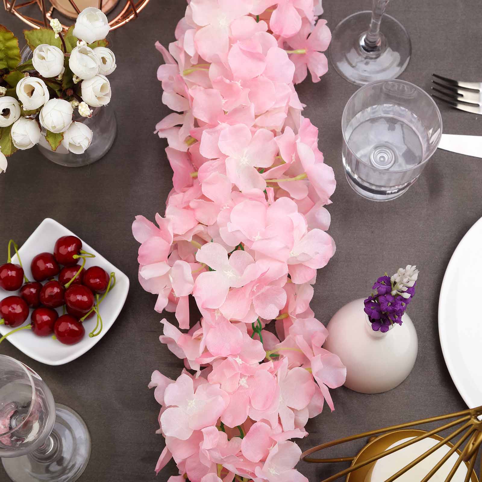 3D Chain Silk Hydrangea 21 ft long Garlands Wedding Party Flowers Decorations - Picture 6 of 22