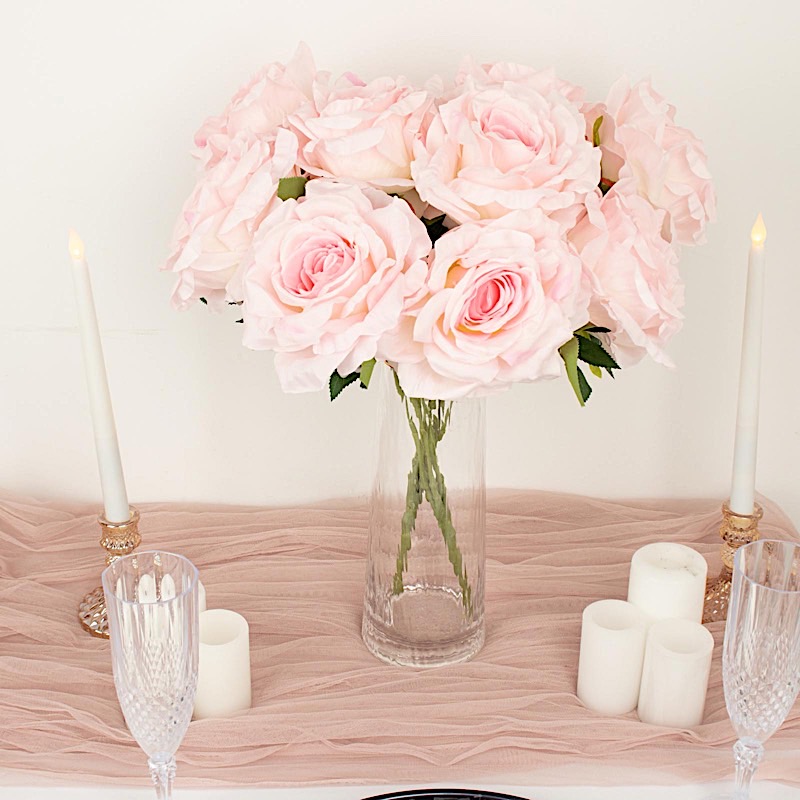 2 Bushes 17 in Large Artificial FLOWERS Premium Silk Roses Bouquets Party Events