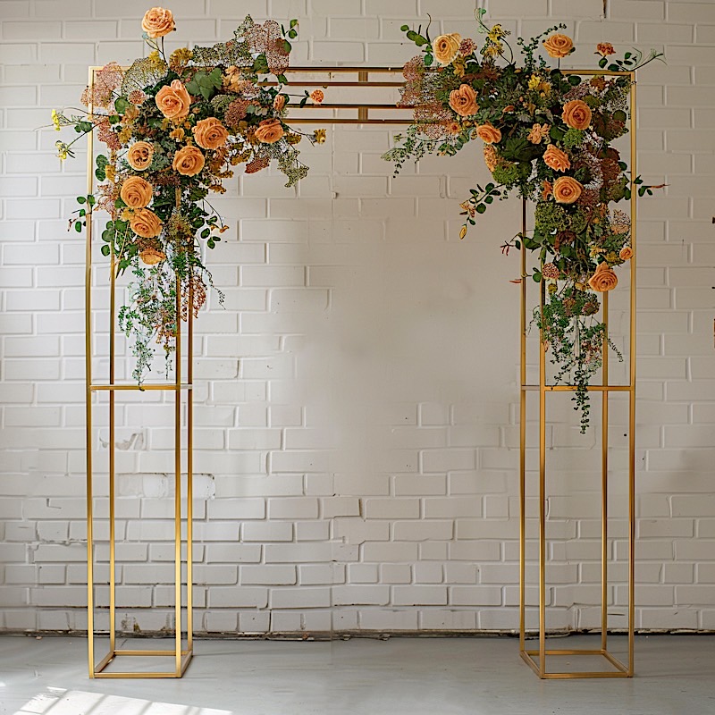 7.5 ft tall 3D GOLD Rectangular Metal Wedding Arch Backdrop Stand Decorations