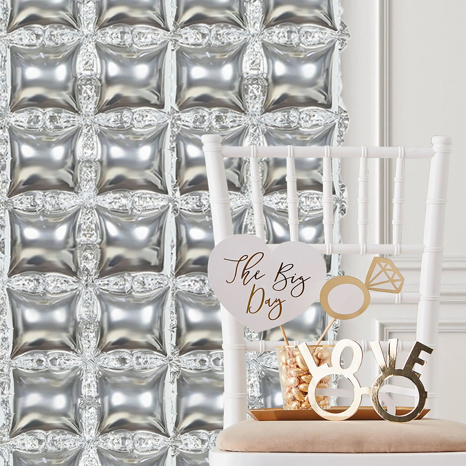 10 Metallic 43x11 in zweireihige quadratische Mylar Folienballons Kulissen Party Event - Bild 21 von 26