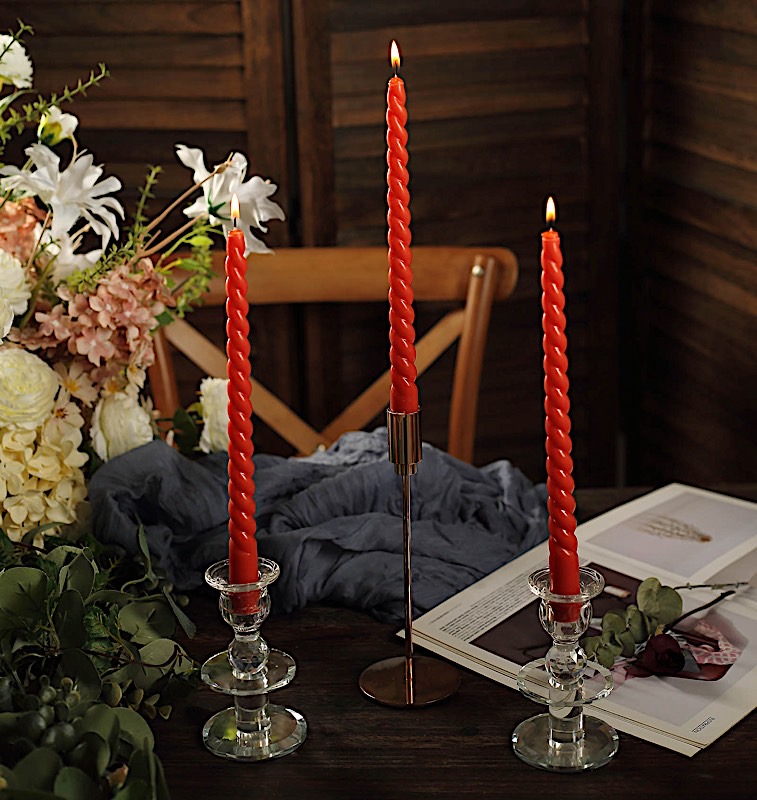 12 Unscented 11 in Long Spiral Premium Wax Taper CANDLES Party Home Decorations - Picture 60 of 82