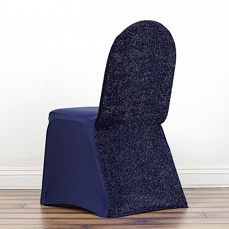 Navy Blue Metallic SPANDEX High Quality Stretchable CHAIR COVER Wedding  Banquet