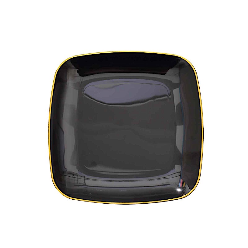 10 Square 7 in Disposable Salad Dinner Plastic PLATES Gold Trim Party Events - Picture 12 of 36