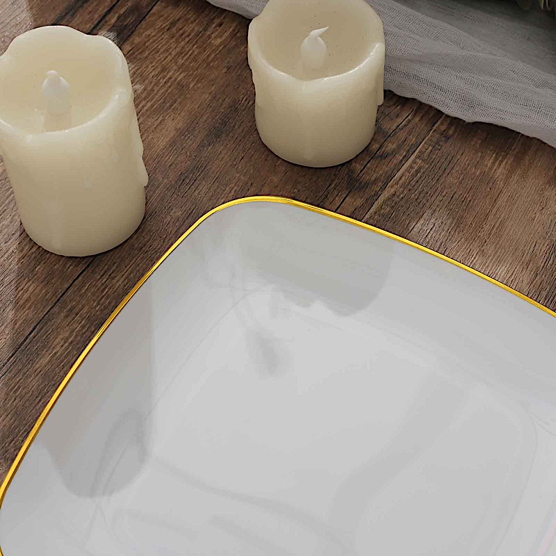 10 Square 7 in Disposable Salad Dinner Plastic PLATES Gold Trim Party Events - Picture 35 of 36
