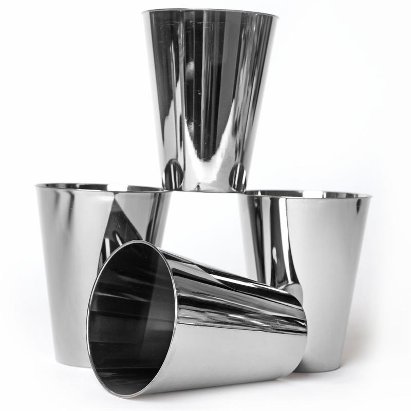 Plastic SILVER WINE GLASSES CUPS Disposable TABLEWARE Party Light Gray Catering