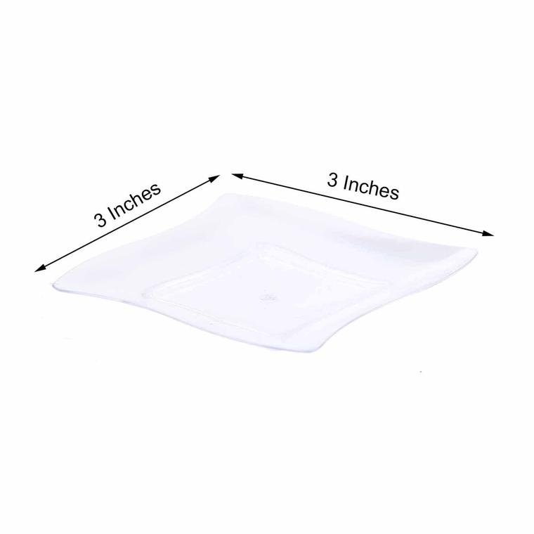 Plastic Clear 3″ Wave Mini Plates Disposable Party Wedding Party Tableware SALE