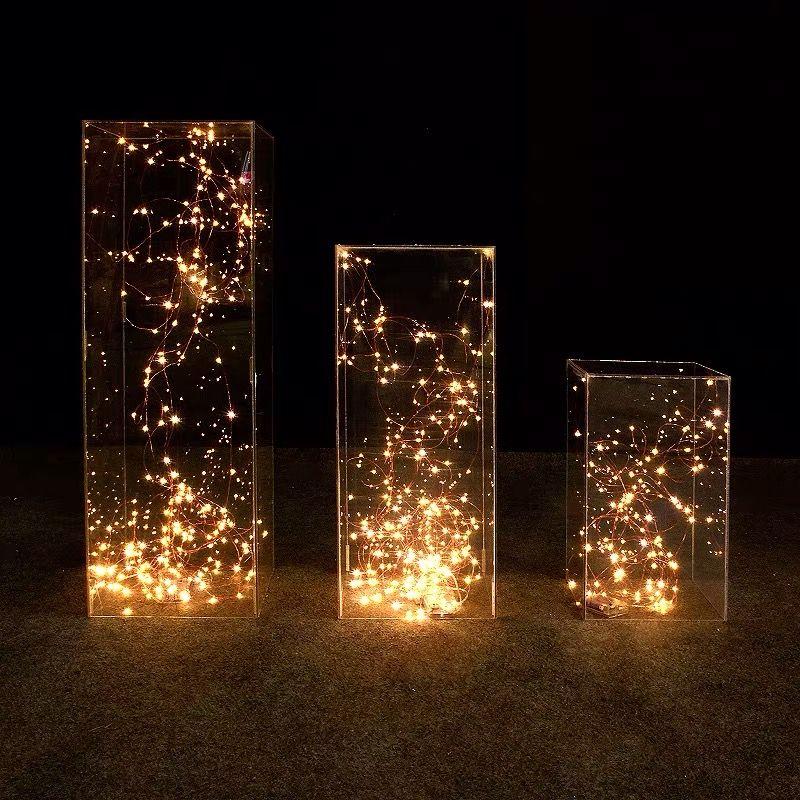 CLEAR 24" Acrylic DISPLAY BOX Pedestal Riser Centerpiece Column Home Decorations detailed image 2