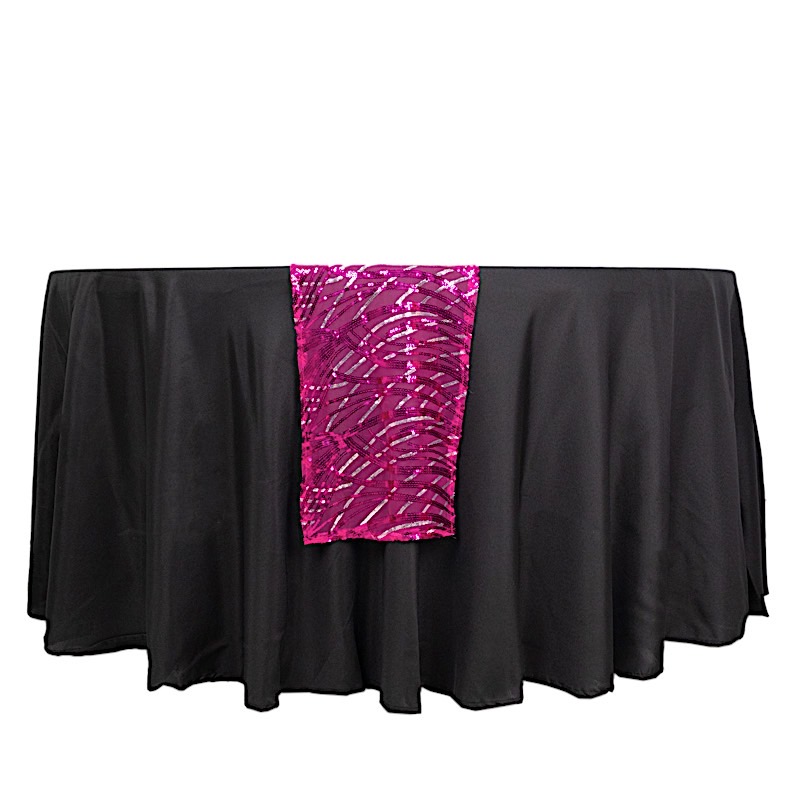12x108 in Mesh Wavy Embroidered Sequins TABLE RUNNER Party Events Decorations - Picture 27 of 80