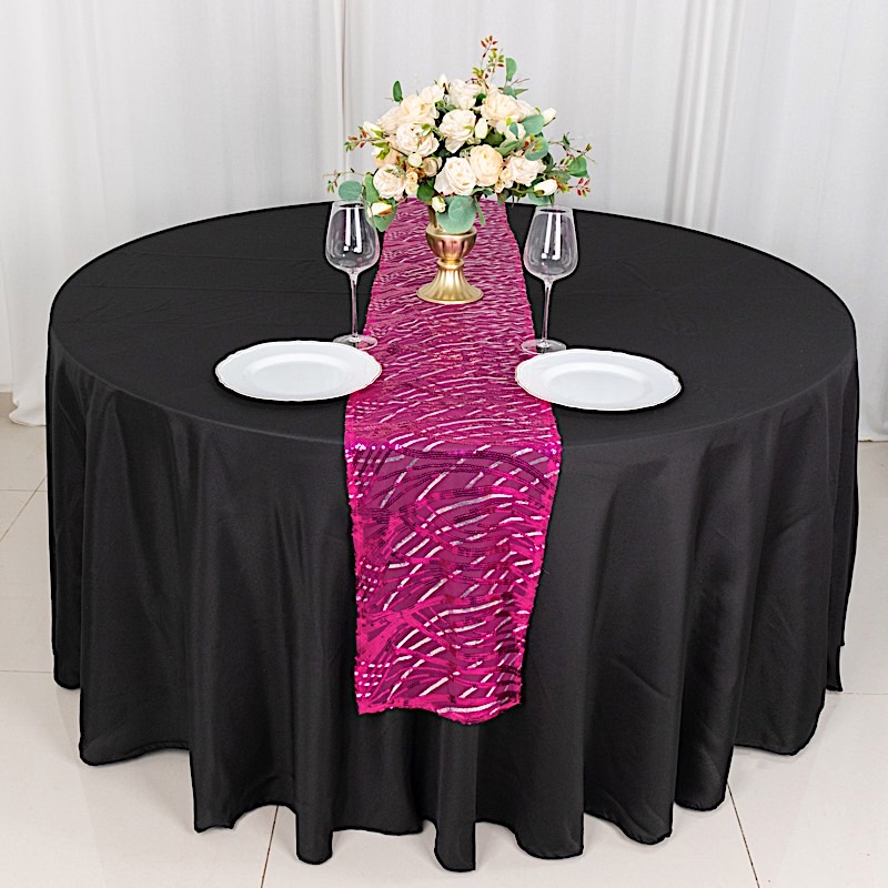 12x108 in Mesh Wavy Embroidered Sequins TABLE RUNNER Party Events Decorations - Picture 28 of 80