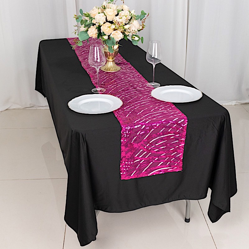 12x108 in Mesh Wavy Embroidered Sequins TABLE RUNNER Party Events Decorations - Picture 26 of 80