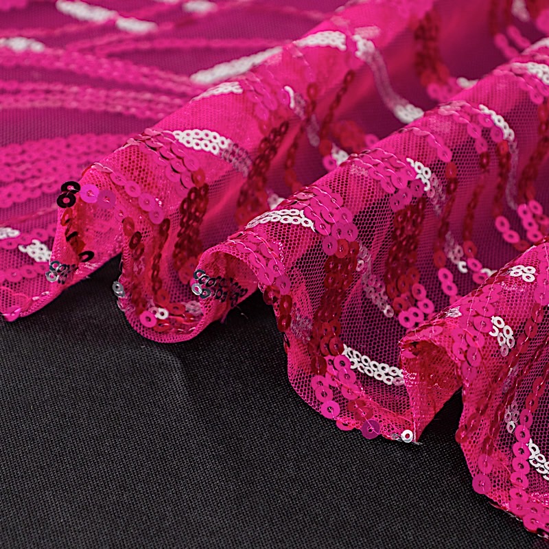 12x108 in Mesh Wavy Embroidered Sequins TABLE RUNNER Party Events Decorations - Picture 32 of 80