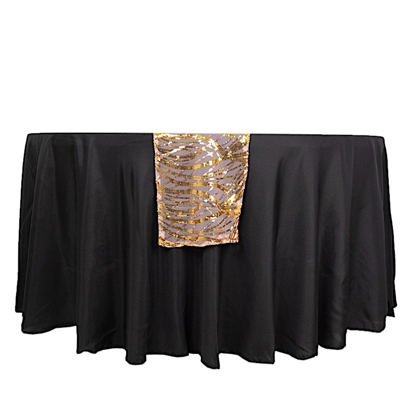 12x108 in Mesh Wavy Embroidered Sequins TABLE RUNNER Party Events Decorations - Picture 51 of 80