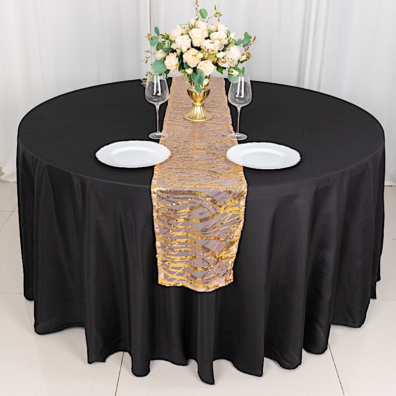 12x108 in Mesh Wavy Embroidered Sequins TABLE RUNNER Party Events Decorations - Picture 52 of 80
