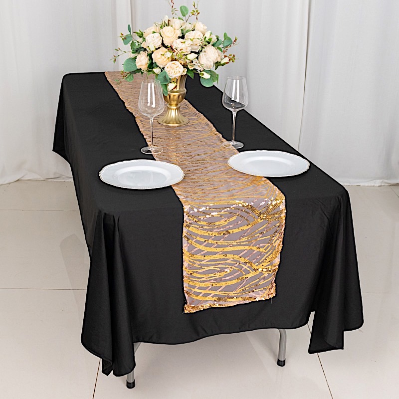 12x108 in Mesh Wavy Embroidered Sequins TABLE RUNNER Party Events Decorations - Picture 50 of 80