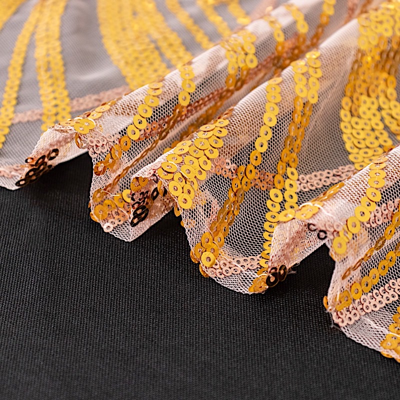 12x108 in Mesh Wavy Embroidered Sequins TABLE RUNNER Party Events Decorations - Picture 56 of 80