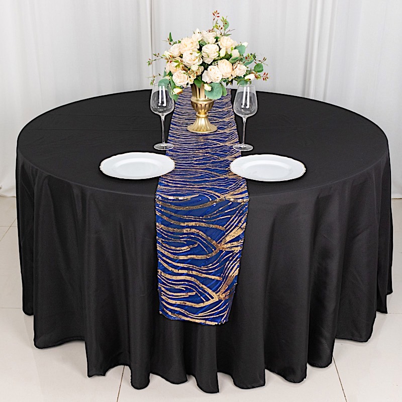 12x108 in Mesh Wavy Embroidered Sequins TABLE RUNNER Party Events Decorations - Picture 60 of 80