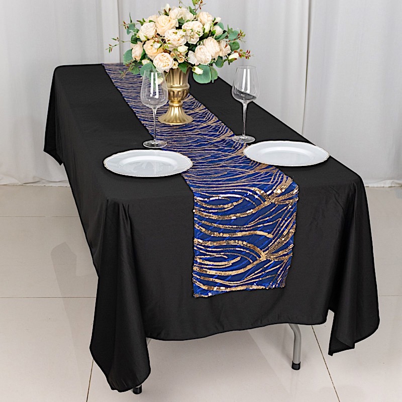 12x108 in Mesh Wavy Embroidered Sequins TABLE RUNNER Party Events Decorations - Picture 58 of 80