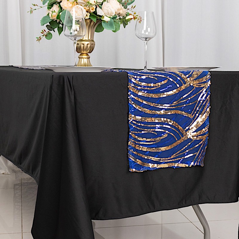 12x108 in Mesh Wavy Embroidered Sequins TABLE RUNNER Party Events Decorations - Picture 61 of 80