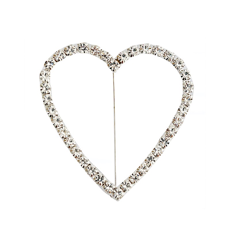 2" HEART Rhinestones BROOCHES PIN Chair Sashes Wedding Decorations WHOLESALE - Picture 5 of 13
